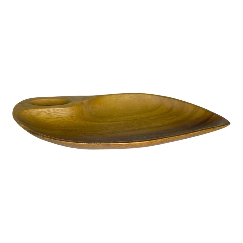 Vintage Unbranded Wooden Leaf-Shaped Tray Trinket Dish